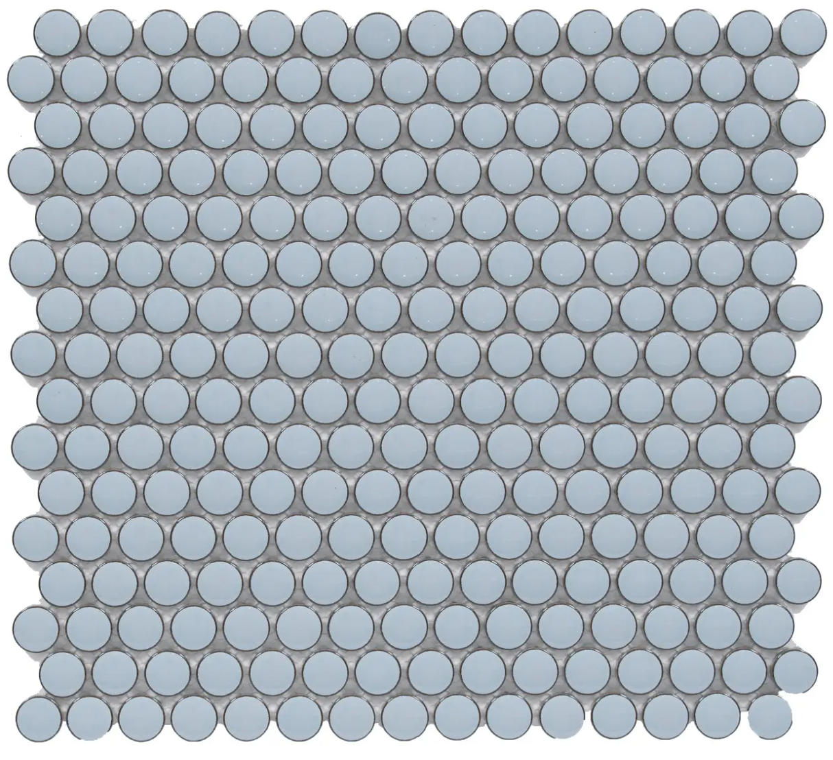 Sky Blue Glossy Penny Round Mosaic 12"x12"